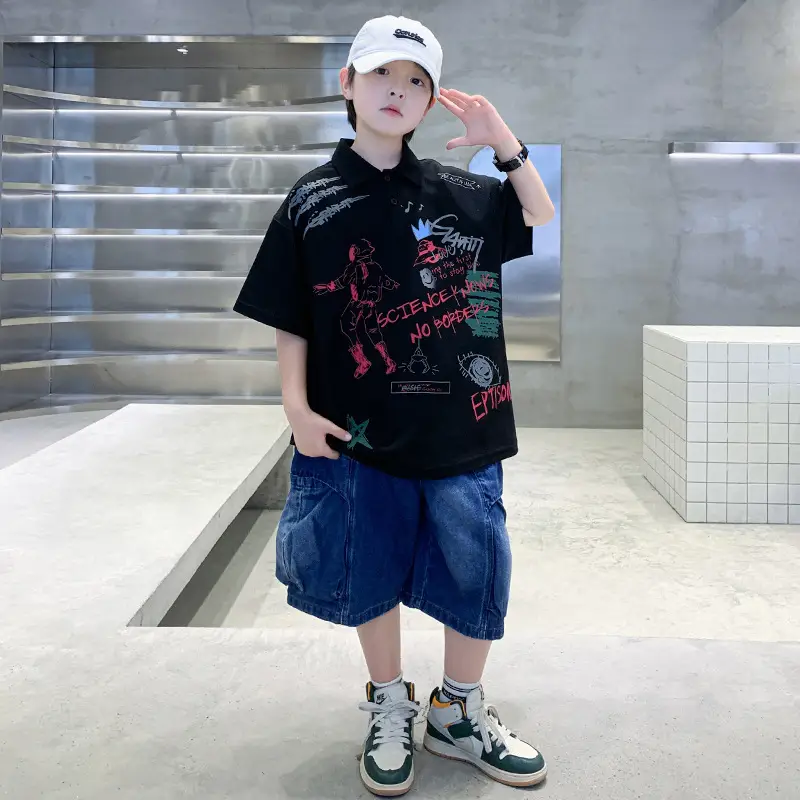 Summer Boys Denim Shorts T-Shirt Set for Teenagers — feature 1