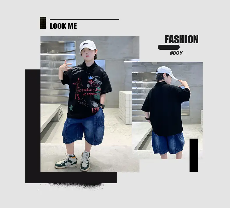 Summer Boys Denim Shorts T-Shirt Set for Teenagers — feature 11