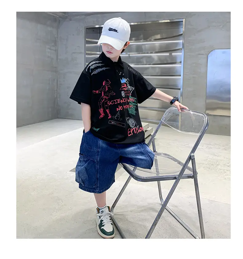 Summer Boys Denim Shorts T-Shirt Set for Teenagers — feature 18