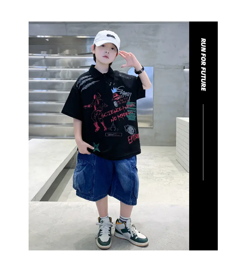 Summer Boys Denim Shorts T-Shirt Set for Teenagers — feature 20