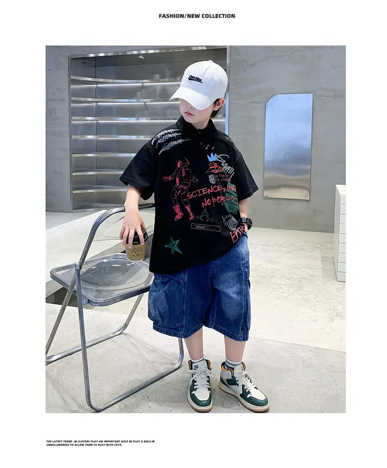Summer Boys Denim Shorts T-Shirt Set for Teenagers — feature 21
