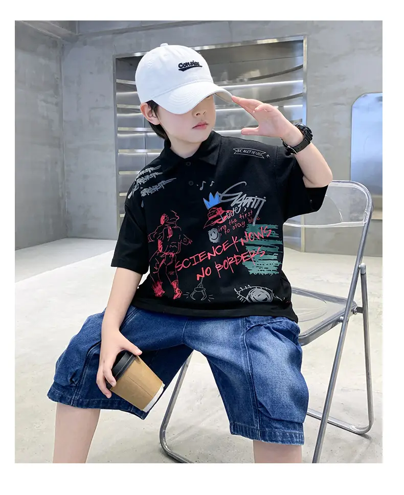 Summer Boys Denim Shorts T-Shirt Set for Teenagers — feature 22