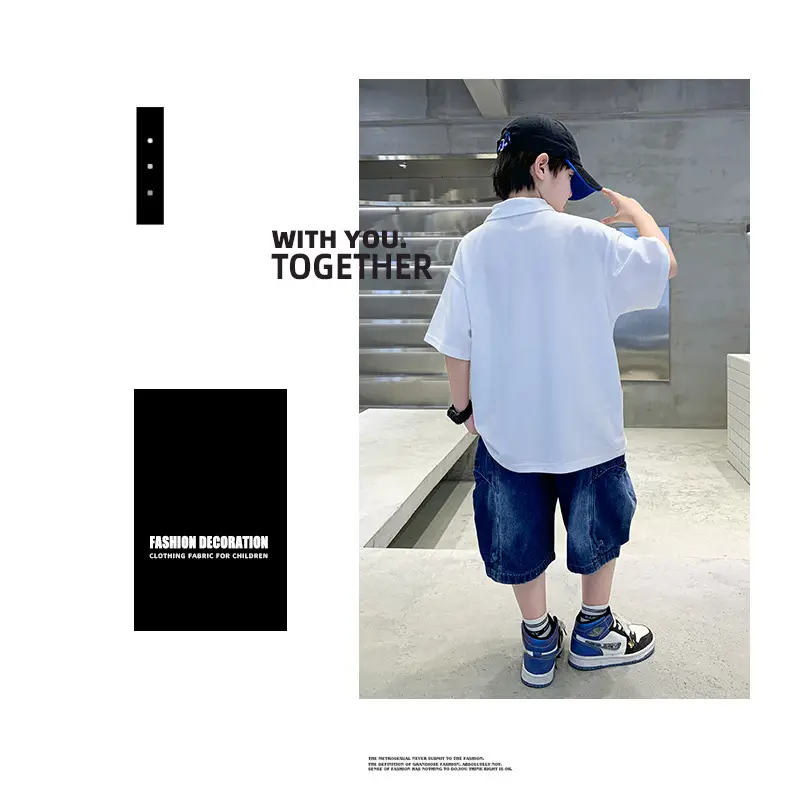 Summer Boys Denim Shorts T-Shirt Set for Teenagers — feature 25