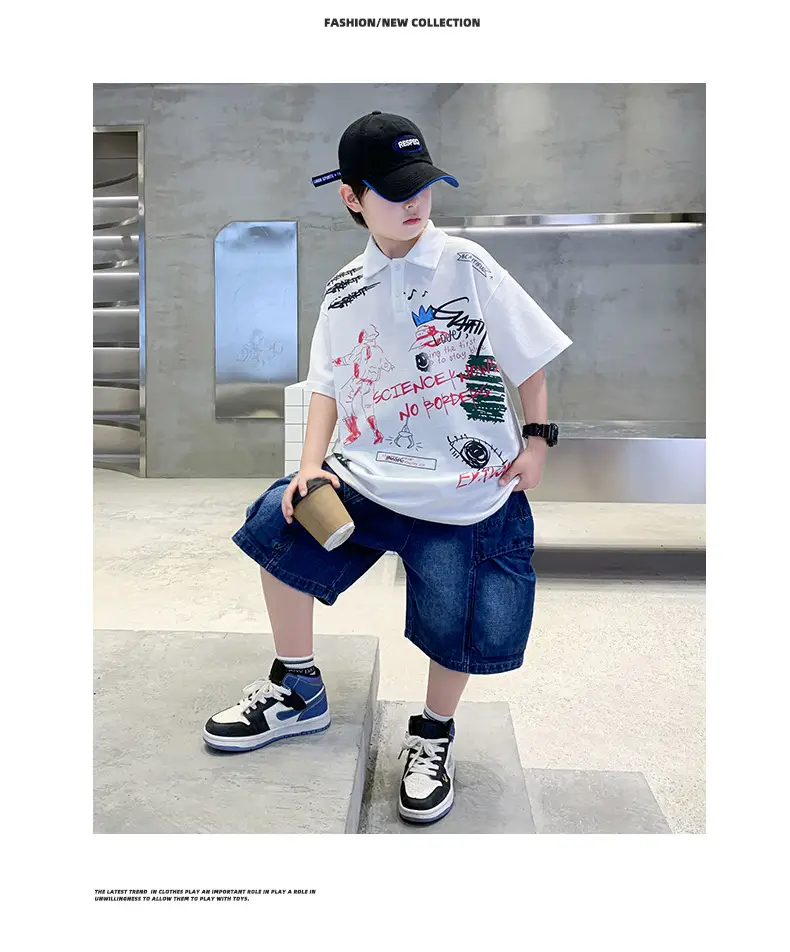 Summer Boys Denim Shorts T-Shirt Set for Teenagers — feature 29