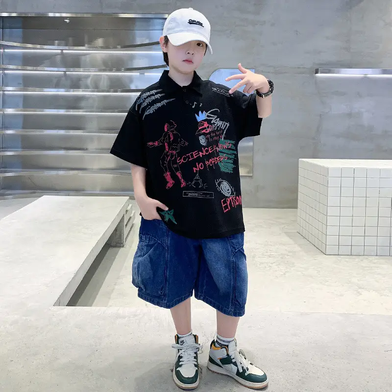 Summer Boys Denim Shorts T-Shirt Set for Teenagers — feature 3