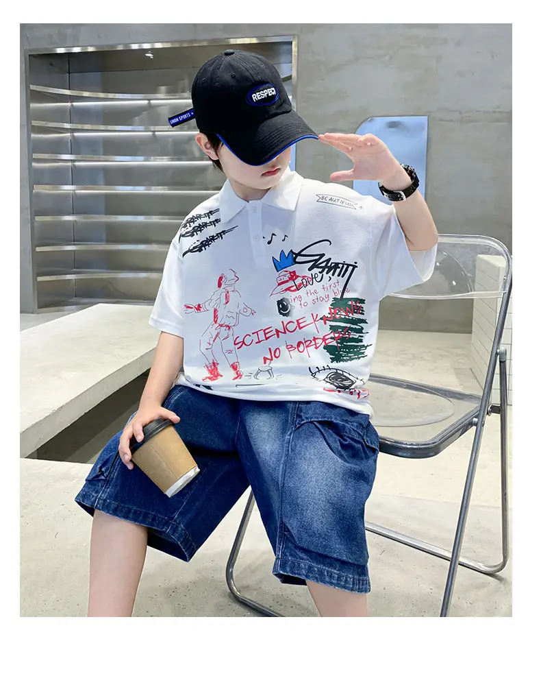 Summer Boys Denim Shorts T-Shirt Set for Teenagers — feature 30