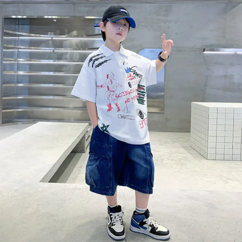 Summer Boys Denim Shorts T-Shirt Set for Teenagers — feature 4