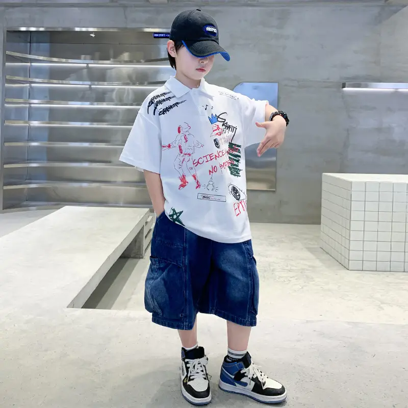 Summer Boys Denim Shorts T-Shirt Set for Teenagers — feature 5