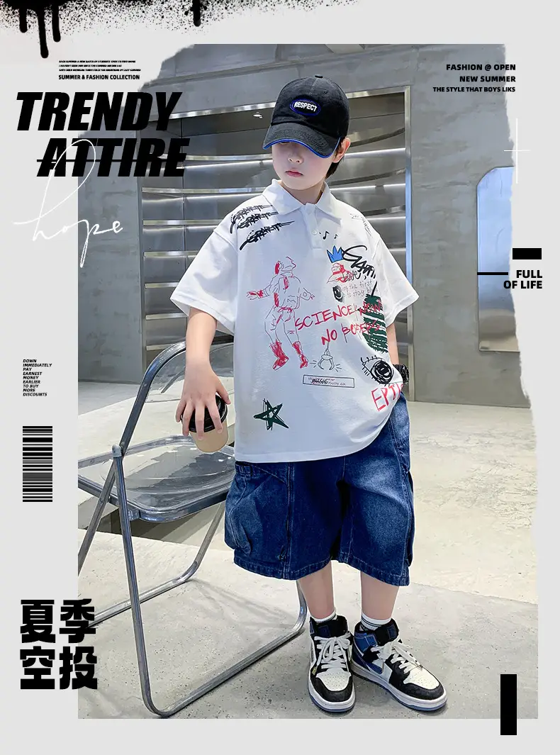 Summer Boys Denim Shorts T-Shirt Set for Teenagers — feature 8