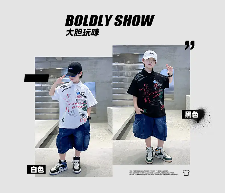 Summer Boys Denim Shorts T-Shirt Set for Teenagers — feature 9