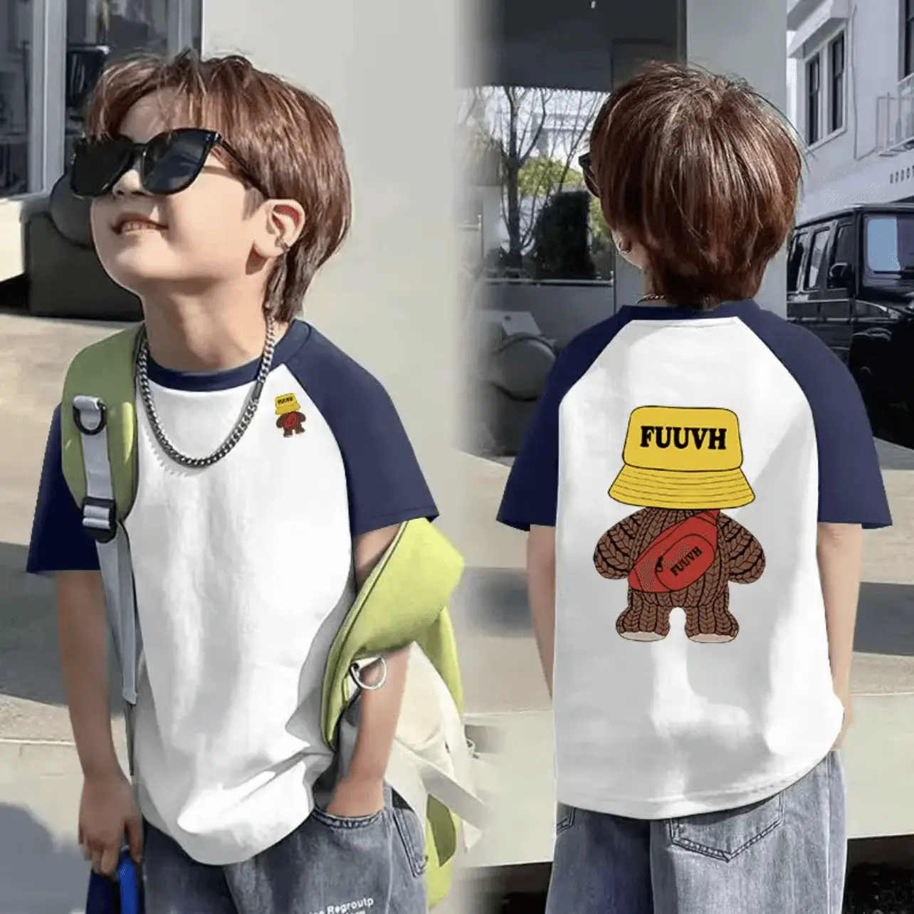100 Cotton Boys T-Shirt Rainbow Smile Design