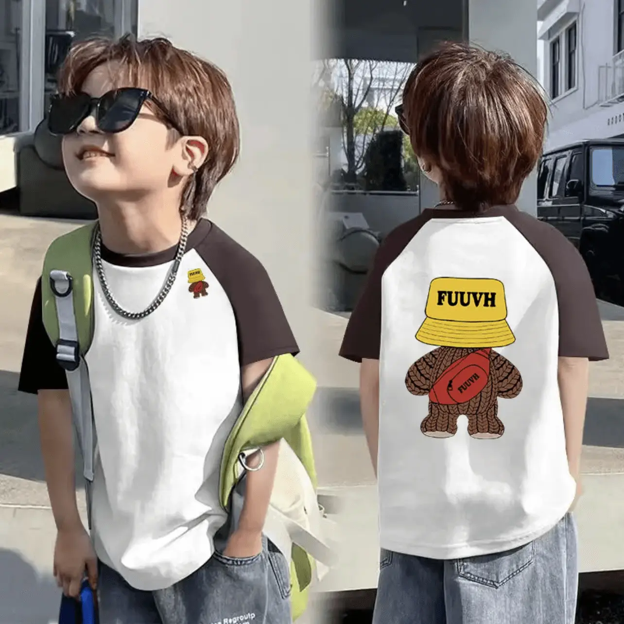 100 Cotton Boys T-Shirt Rainbow Smile Design
