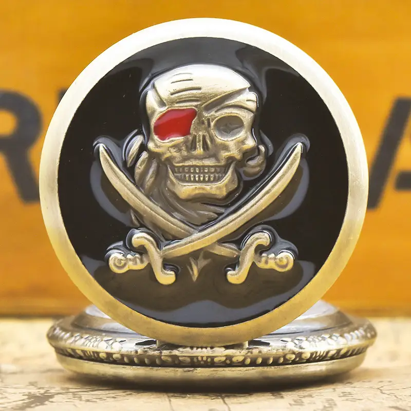 Bronze Resin Classic Skull Pocket Watch Quartz