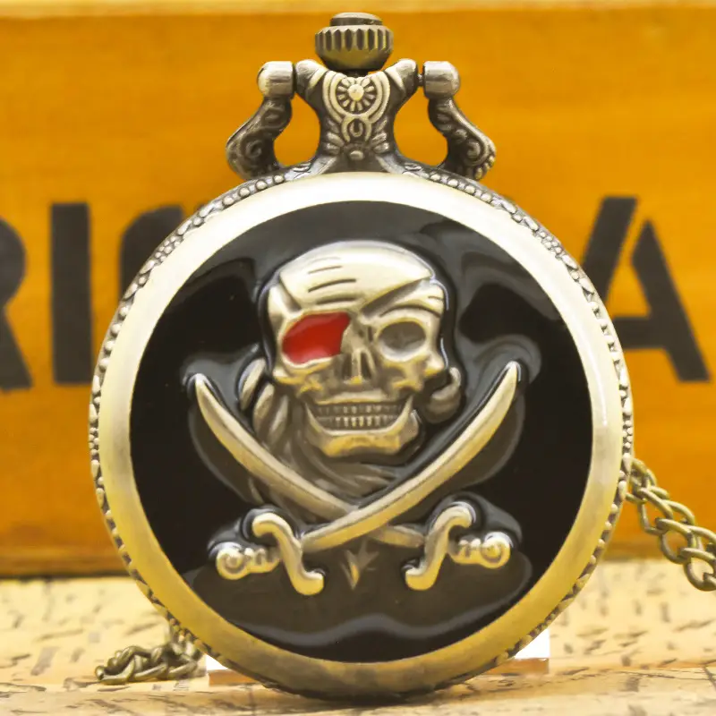 Bronze Resin Classic Skull Pocket Watch Quartz
