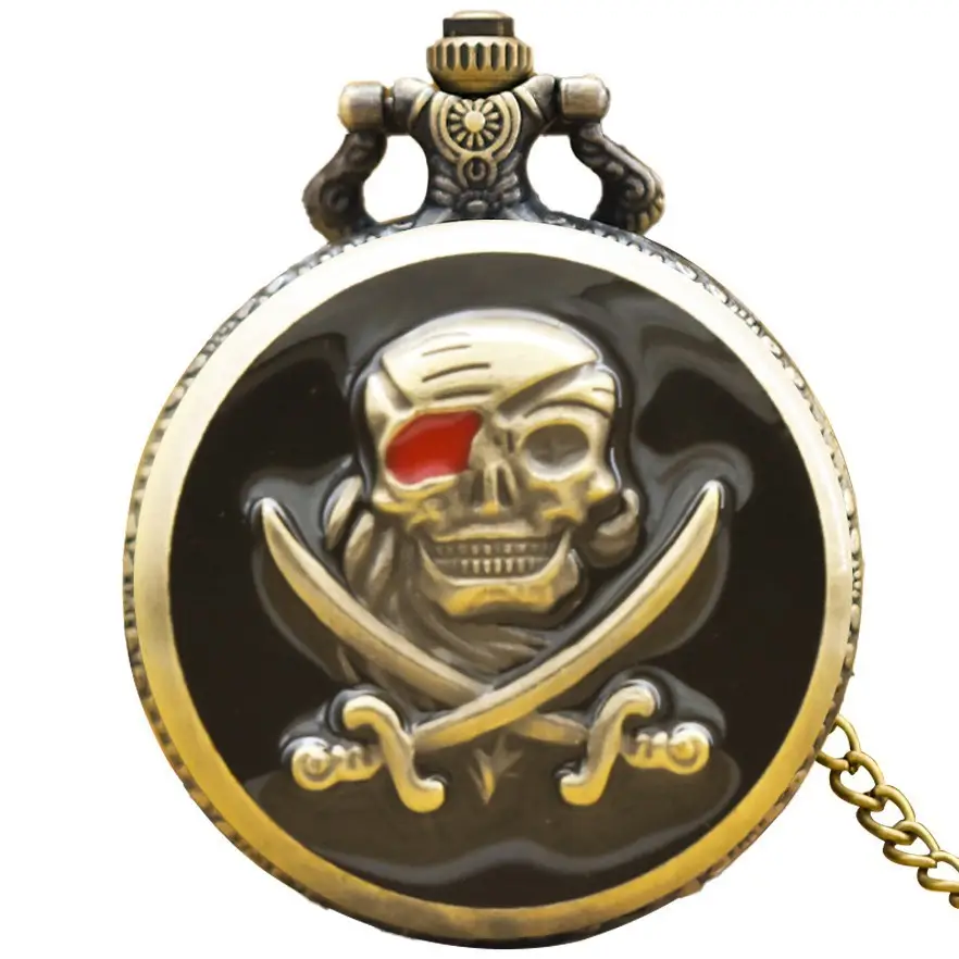 Bronze Resin Classic Skull Pocket Watch Quartz