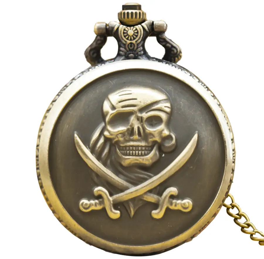 Bronze Resin Classic Skull Pocket Watch Quartz