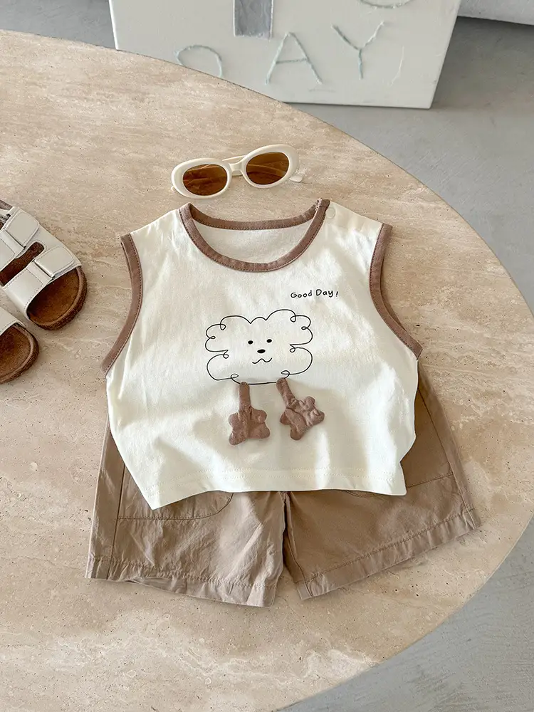 Baby Vest Summer Boys Sleeveless Brown Bear Print 2026 - Image 4