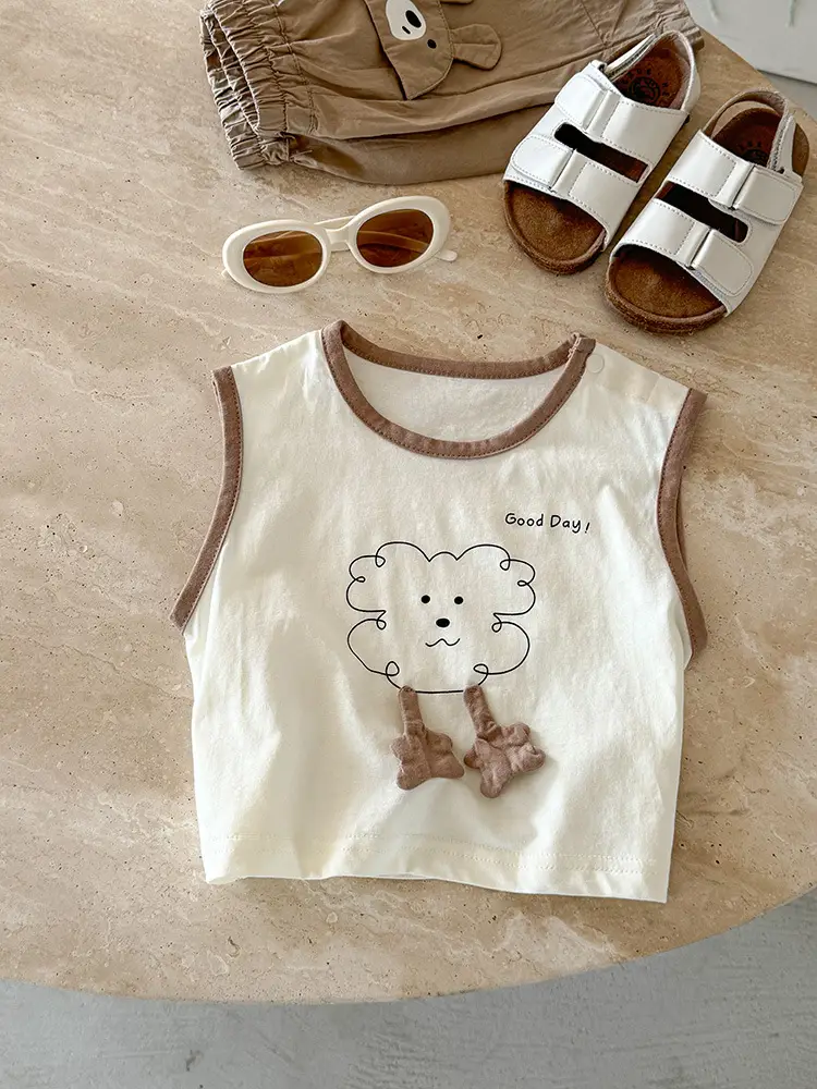 Baby Vest Summer Boys Sleeveless Brown Bear Print 2026 - Image 6