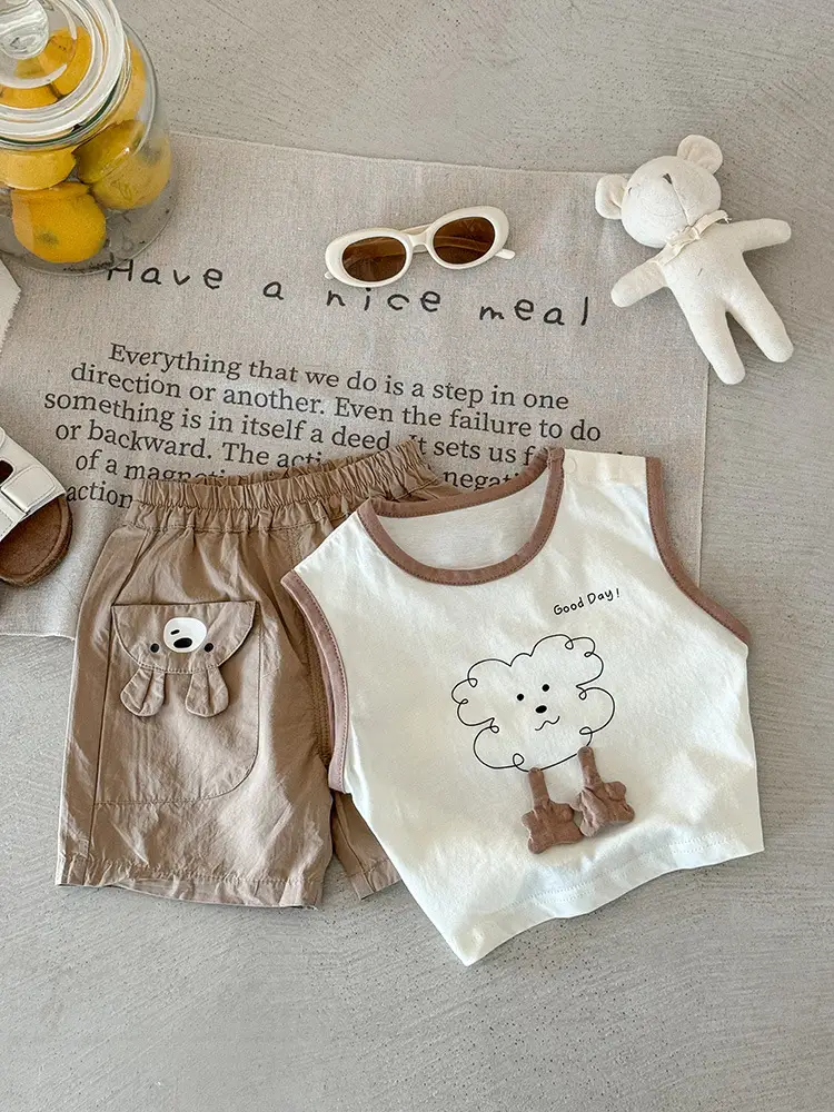 Baby Vest Summer Boys Sleeveless Brown Bear Print 2026 - Image 7