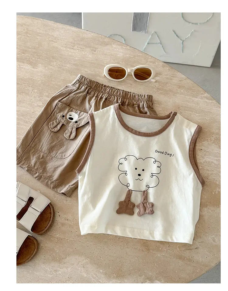Baby Vest Summer Boys Sleeveless Brown Bear Print 2026 — feature 10