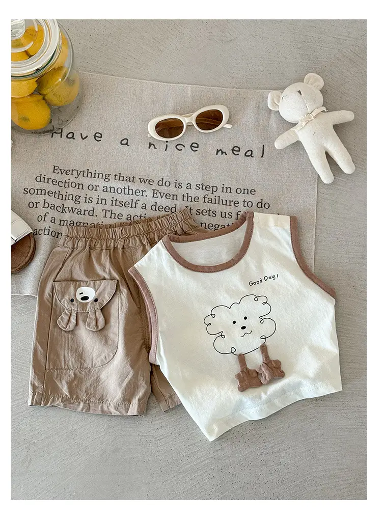 Baby Vest Summer Boys Sleeveless Brown Bear Print 2026 — feature 11