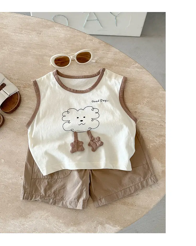 Baby Vest Summer Boys Sleeveless Brown Bear Print 2026 — feature 12