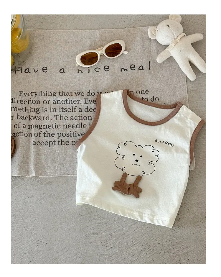 Baby Vest Summer Boys Sleeveless Brown Bear Print 2026 — feature 13