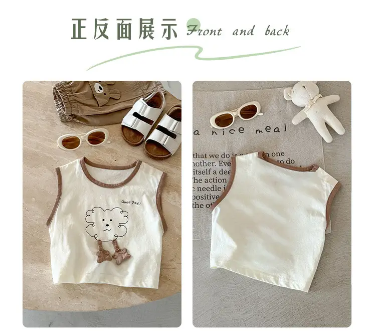 Baby Vest Summer Boys Sleeveless Brown Bear Print 2026 — feature 7
