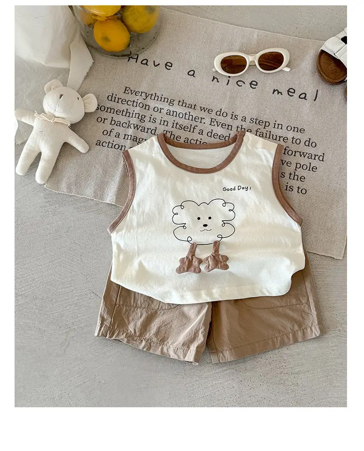 Baby Vest Summer Boys Sleeveless Brown Bear Print 2026 — feature 8