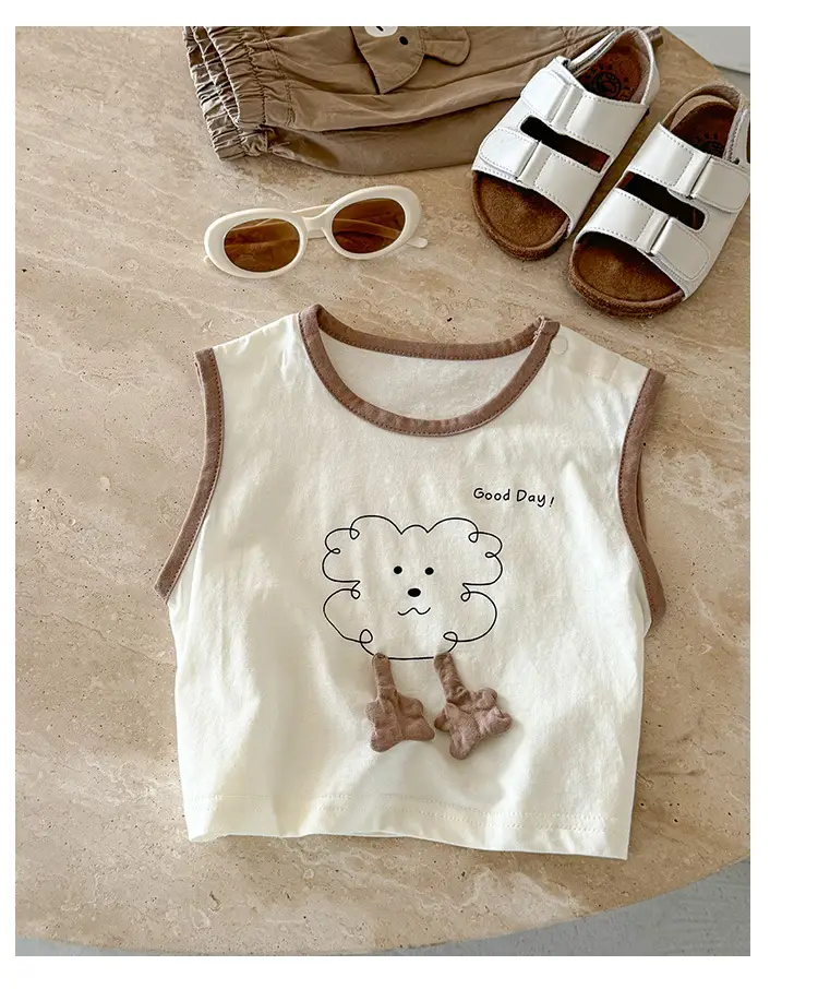 Baby Vest Summer Boys Sleeveless Brown Bear Print 2026 — feature 9