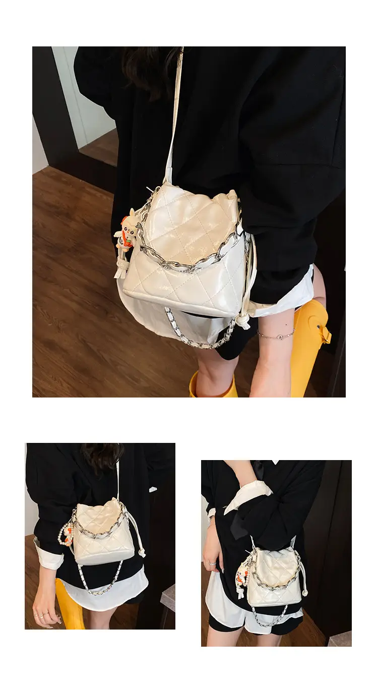 Women Pleated Bucket Bag with Diamond Embroidery Yellow — feature 6