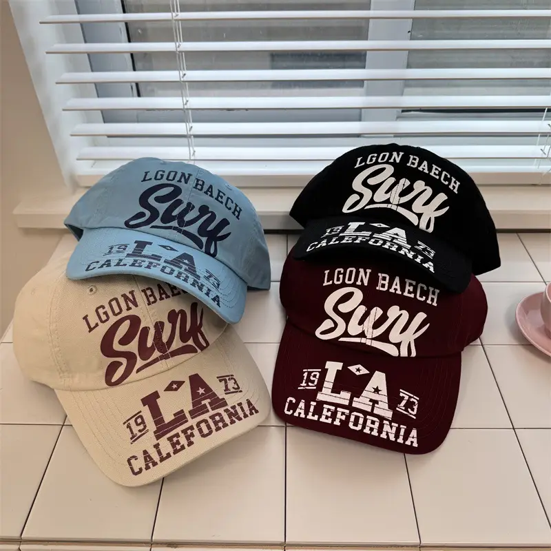Women's Black Sunshade Cap with "Long Distance" Print