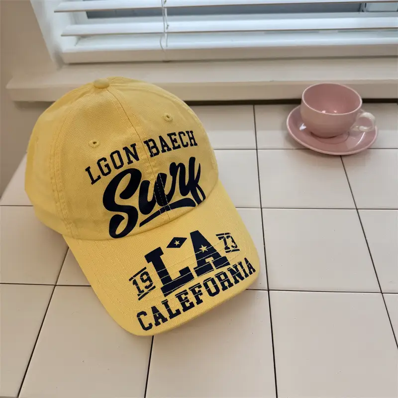 Women's Black Sunshade Cap with "Long Distance" Print
