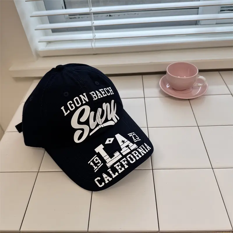 Women's Black Sunshade Cap with "Long Distance" Print