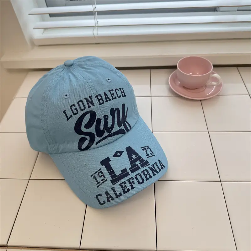 Women's Black Sunshade Cap with "Long Distance" Print