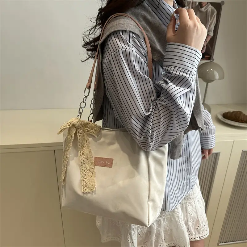 Korean Style Cream Chain Shoulder Bag for College Students - Image 5