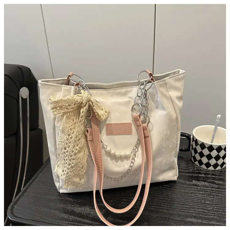 Korean Style Cream Chain Shoulder Bag for College Students — feature 22