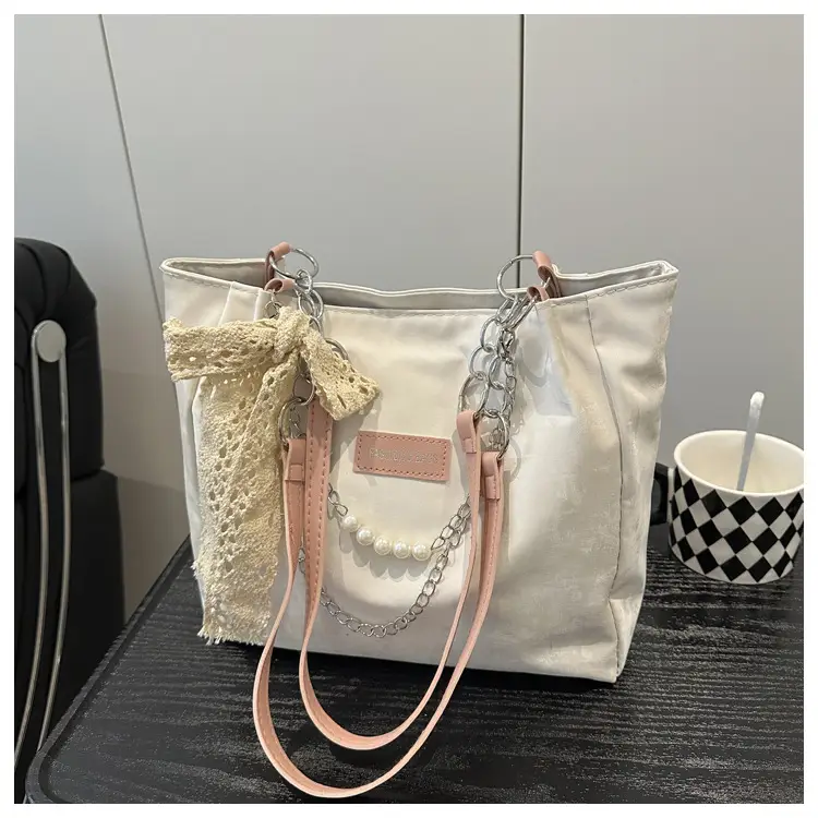 Korean Style Cream Chain Shoulder Bag for College Students — feature 23
