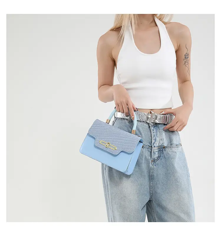 Light Blue Lock Chain Shoulder Bag for Women — feature 20