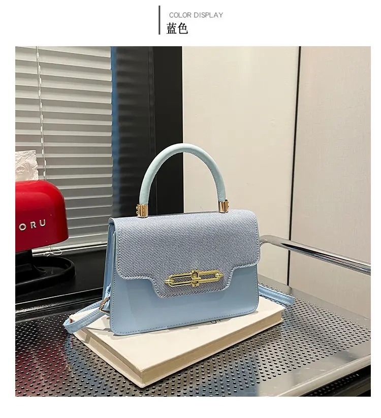 Light Blue Lock Chain Shoulder Bag for Women — feature 24
