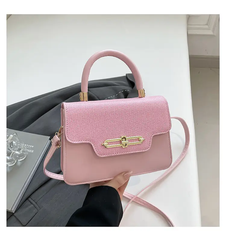 Light Blue Lock Chain Shoulder Bag for Women - Image 3