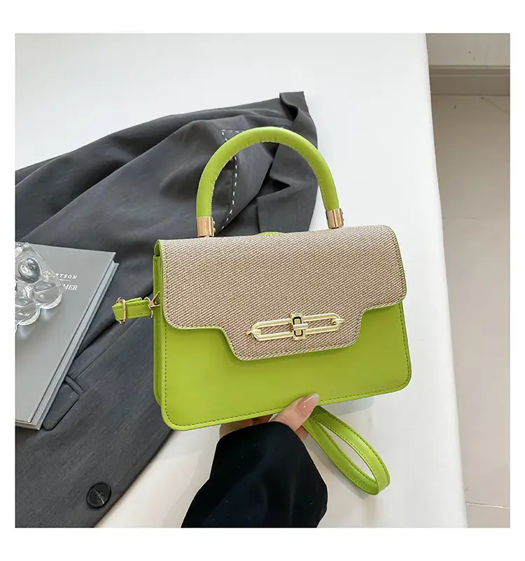 Light Blue Lock Chain Shoulder Bag for Women - Image 4