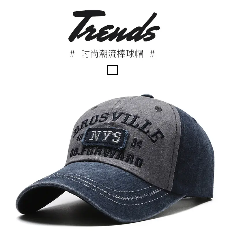 Men's Four Seasons Washed Baseball Cap with Hip Hop Embroidery — feature 1