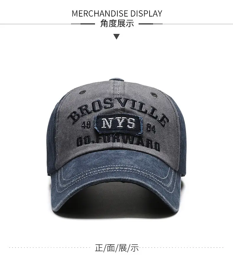 Men's Four Seasons Washed Baseball Cap with Hip Hop Embroidery — feature 5