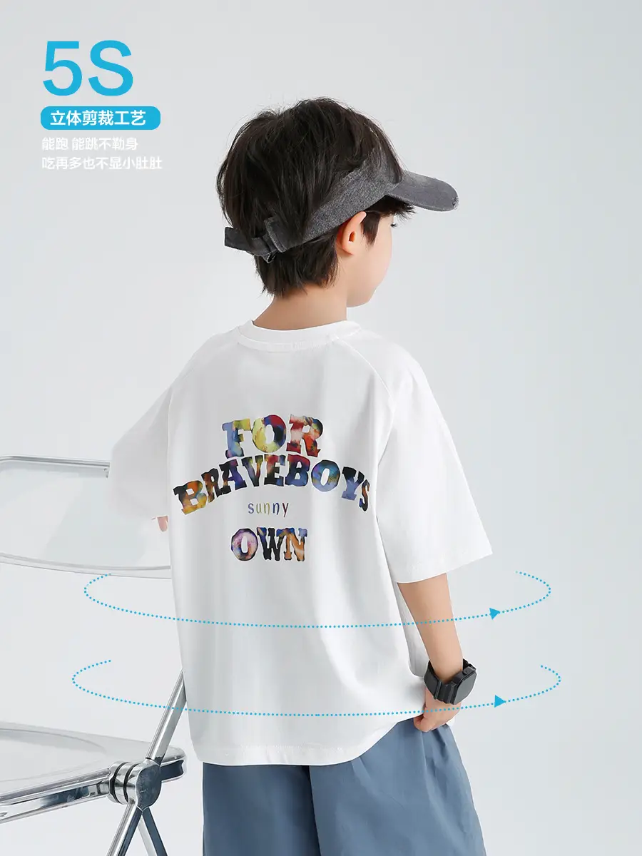 2026 Summer Korean Style Pure Cotton Printed T-Shirt for Boys - Image 3