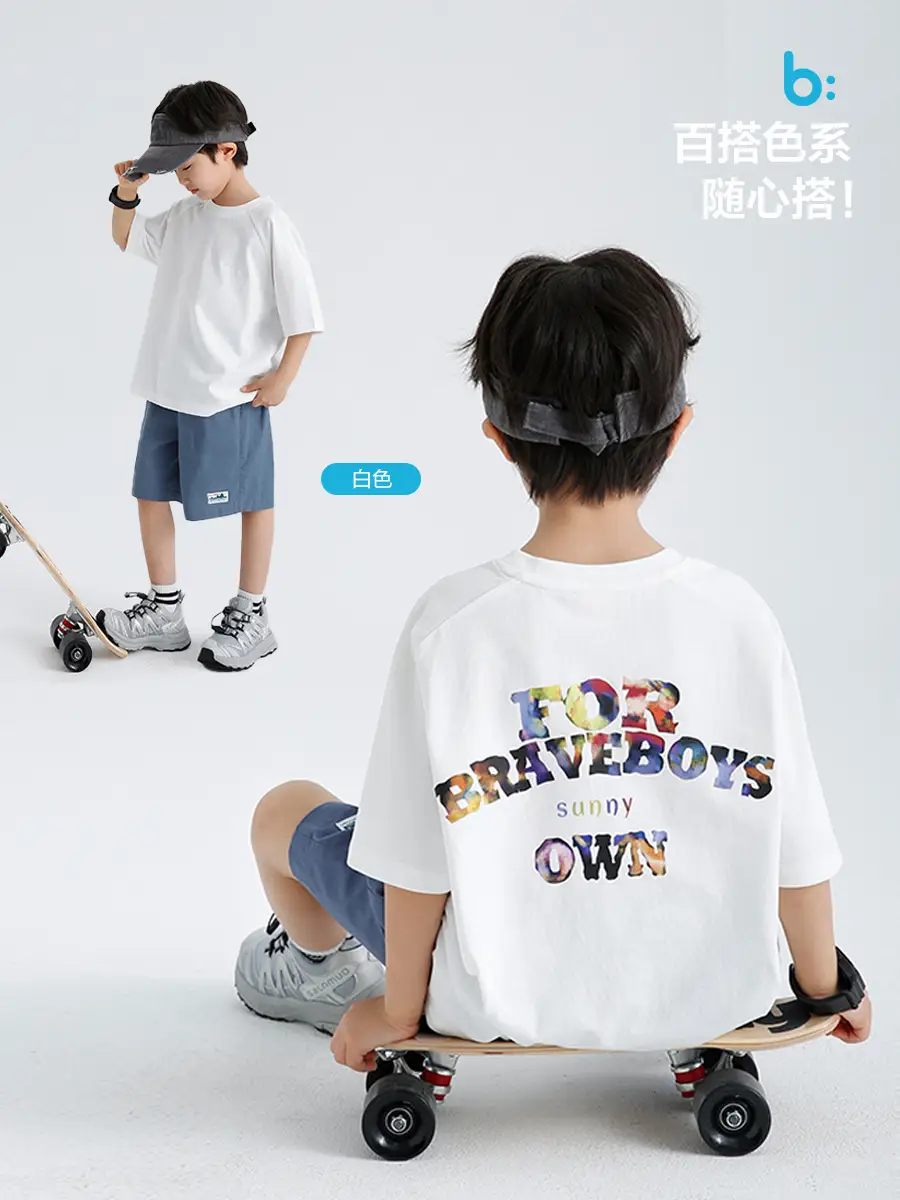 2026 Summer Korean Style Pure Cotton Printed T-Shirt for Boys - Image 5