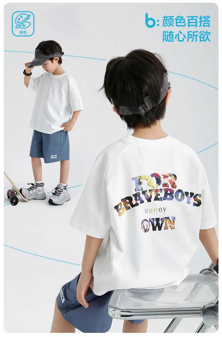 2026 Summer Korean Style Pure Cotton Printed T-Shirt for Boys — feature 4