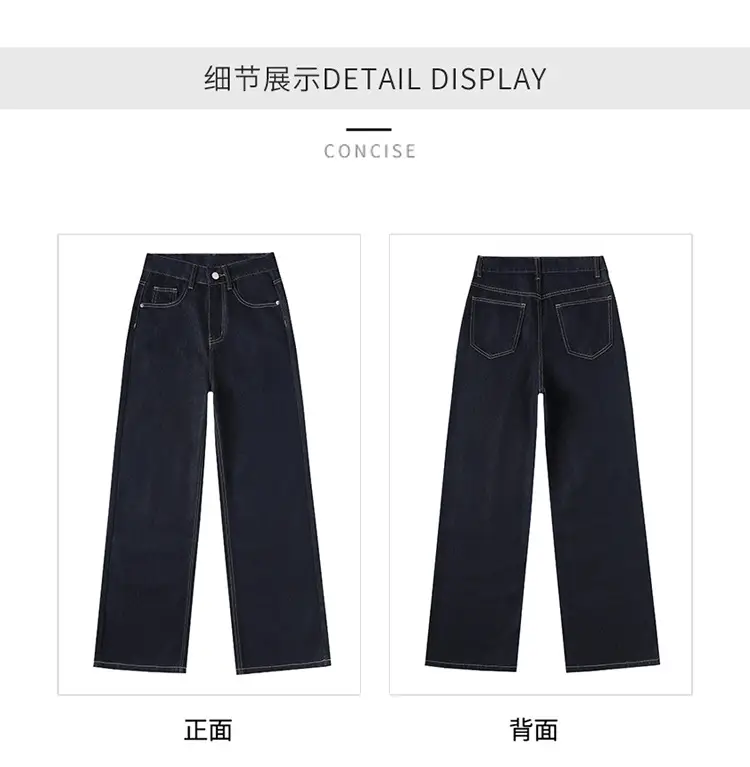 Young Orange Tencel Wide Leg Jeans Dark Blue Loose Fit — feature 7