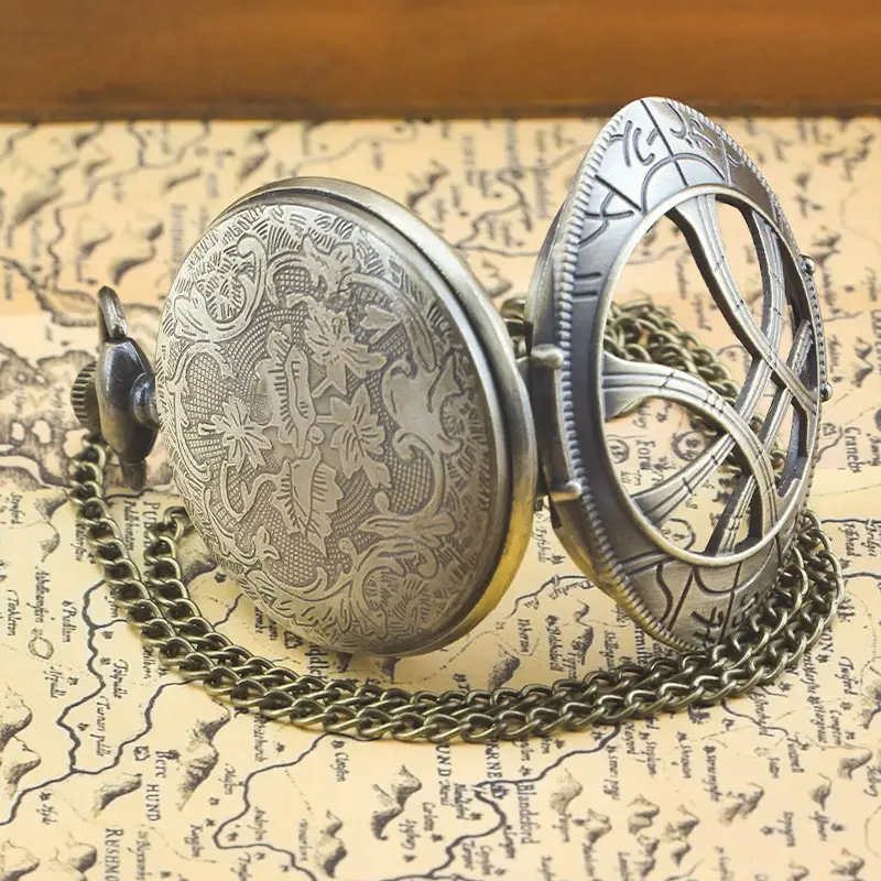 Retro Cut Out Pocket Watch Necklace Style Large Digital Watch - Image 7