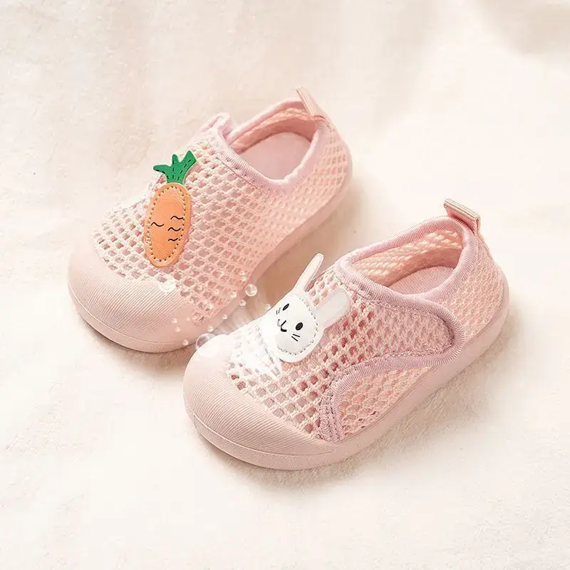 2025 Baby Net Shoes Radish Rabbit Soft Bottom Mesh Breathable Spring Summer 1-3Y
